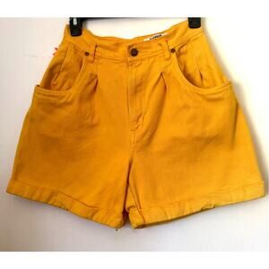 Vintage 80's B.E.S.T. Authentic Yellow High Waist Cuffed Short Shorts SmalL XS